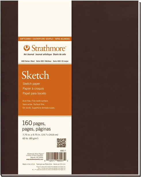 Strathmore 480-7 Softcover Art Journal, 7.75" x 9.75", White, 80 Sheets